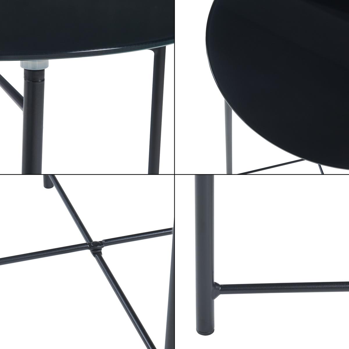 BEISTELLTISCH Ödeshög - Schwarz, Glas/Metall (42/42/45cm) - [en.casa]