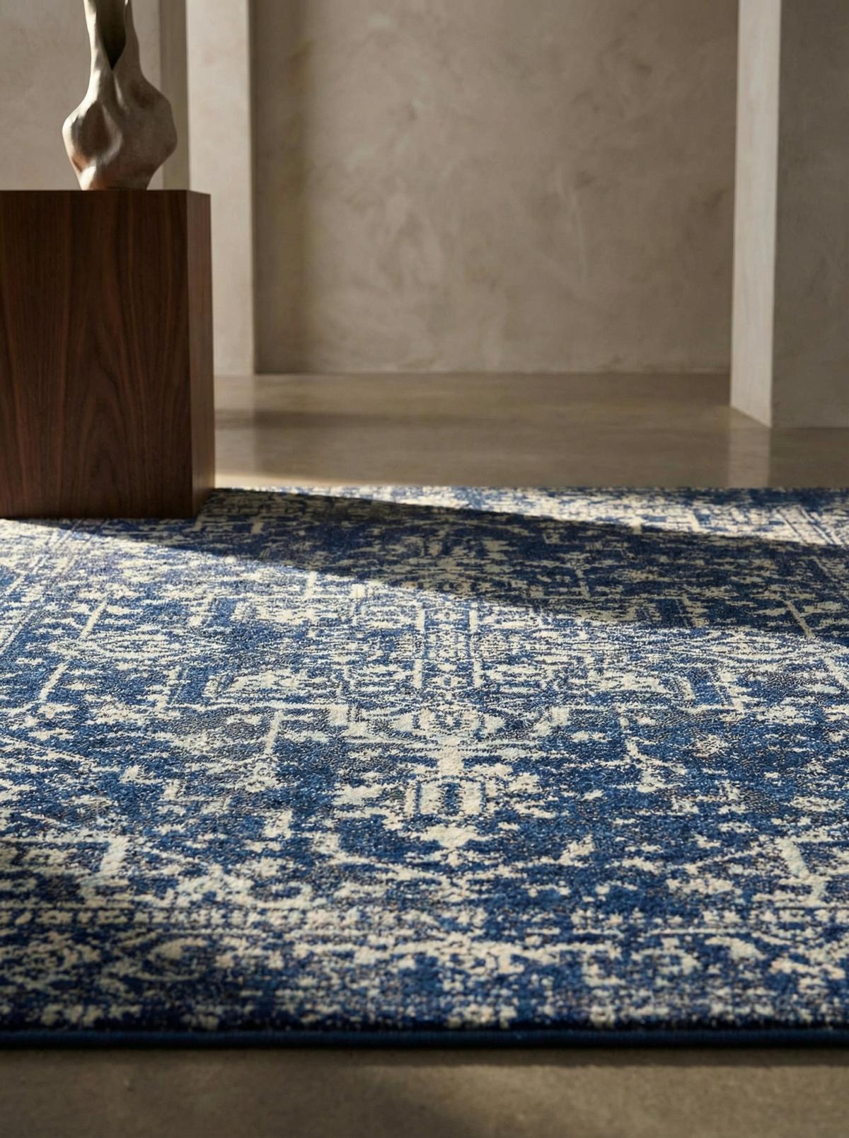TEPPICH LODI-Lambro, im Vintage-Stil, Dunkelblau, 120 x 170 cm - Blau, Textil (120/170cm) - KADIMA DESIGN
