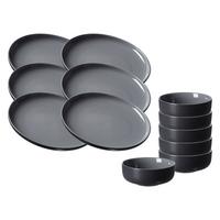 FRÜHSTÜCKSSET Jasper schwarz 12er Set - Schwarz, Keramik (2/2/2cm) - Ritzenhoff Breker