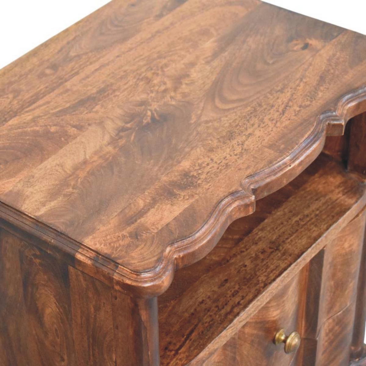 NACHTKASTEN 2 Schubladen und Offenes Regal, Dunkelbraun - Dunkelbraun/Messingfarben, Holz/Metall (55/63/40cm) - Artisan Furniture