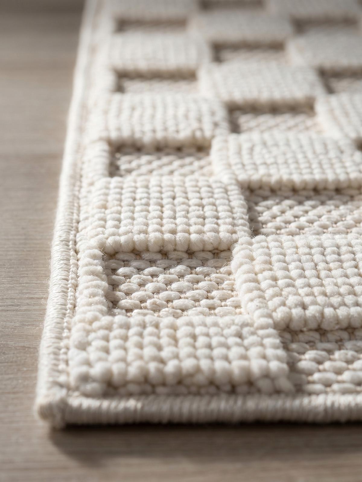 TEPPICH Flachgewebe LANGAU in Creme, mit Schachbrettmuster, 140 x 200 cm - Creme, Textil (140/200cm) - KADIMA DESIGN