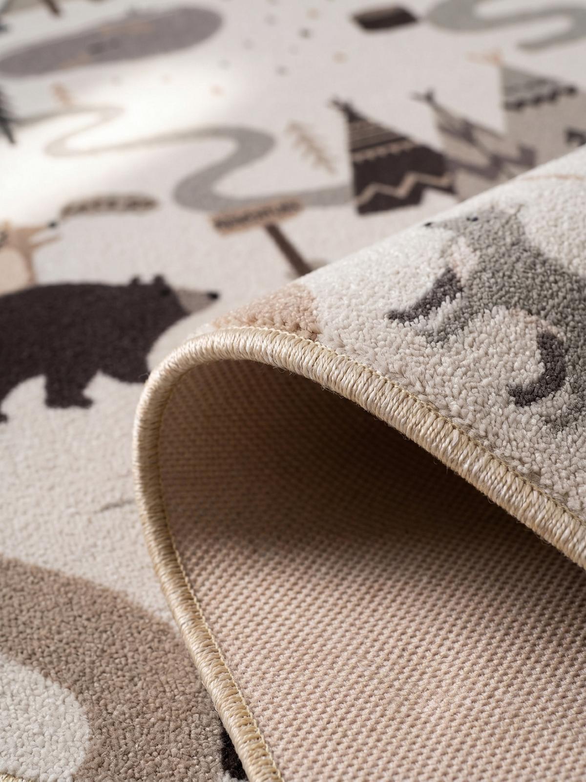 SPIELTEPPICH Waschbar TINO in Creme, mit Waldtier-Motiv, Ø 200 cm - Beige, Textil (200/200cm) - KADIMA DESIGN