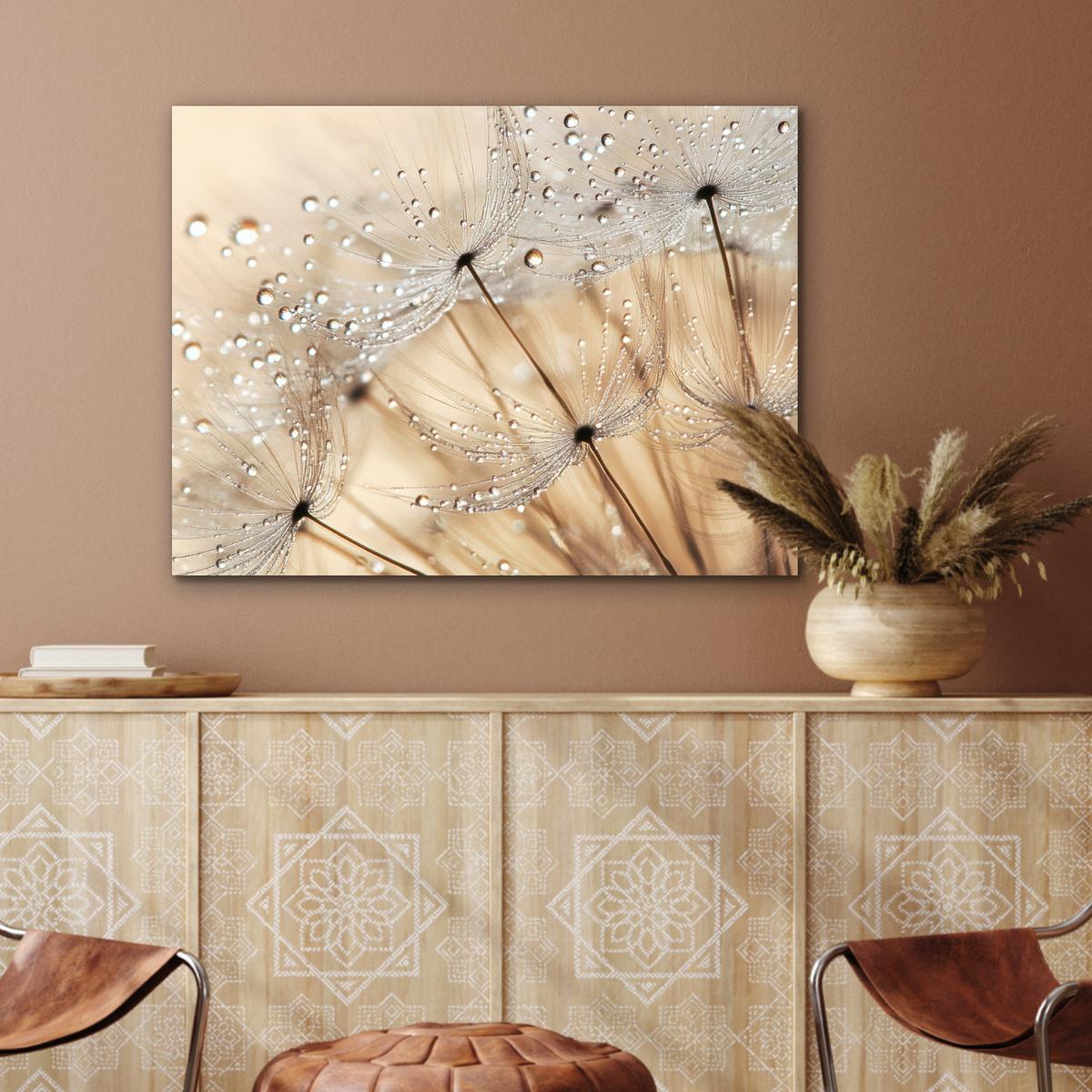METALLBILD Löwenzahn - Abstrakt - Natur - Beige 80x60 cm - Braun, Metall (80/60cm) - MuchoWow