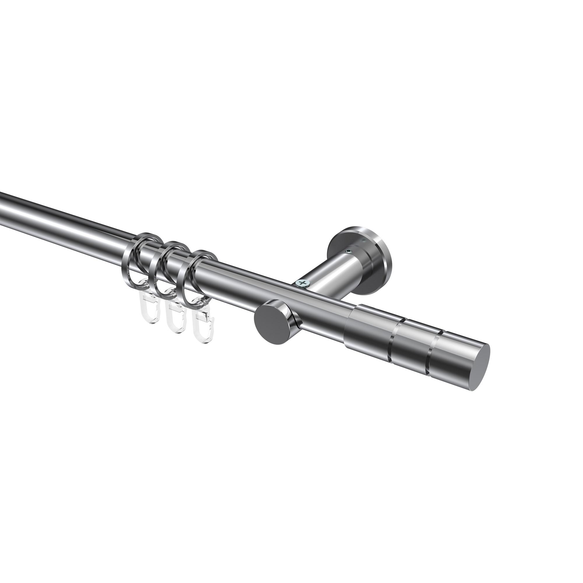 GARDINENSTANGE Platon Elanto 320 cm (geteilt in 2 x 160 cm), 1-läufig, 20 mm Ø Chrom - Chromfarben, Metall (320cm) - INTERDECO