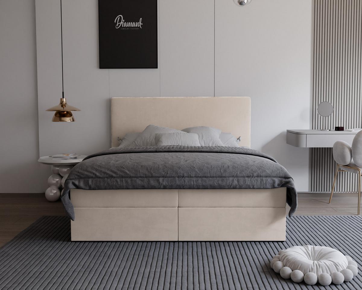 BOXBETT GIULIA 180/200 cm mit Matratze und Topper, Hellbeige - Beige, Textil (180/200cm) - Idohome