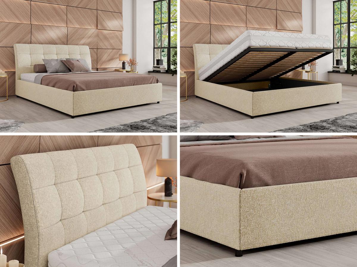 POLSTERBETT GALA CLASSIC 200/200 - Creme Strukture - Multipocket-Matratze - Creme, Textil (200/200cm) - MKS