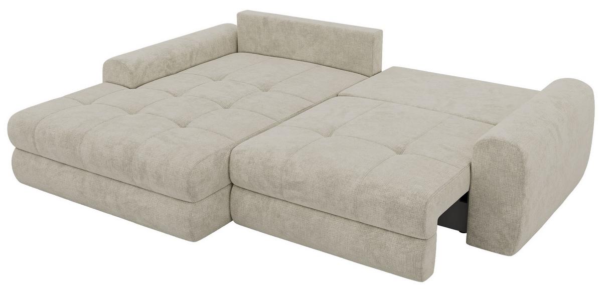 ECKSOFA ARELIA L - Creme Schenille grob gewebt - Rechts Seite - Creme/Schwarz, Kunststoff/Textil (205/292cm) - MKS