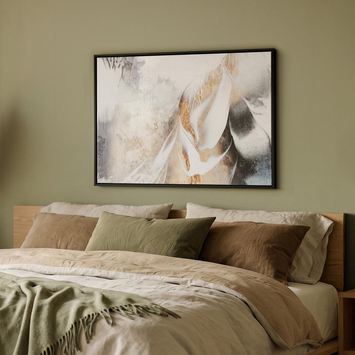 LEINWAND Bilder mit Rahmen - Luxus - Abstrakt - Gold - Weiß - 80x60 - Goldfarben, Textil (80/60cm) - MuchoWow