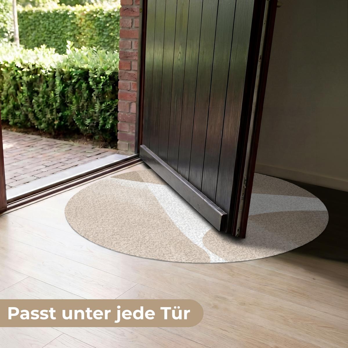 FUSSMATTE Glatte Oberflächen - Harmonisch - Wellenförmig Schmutzfangmatte 90x90 cm - Beige, Kunststoff (90/0.4cm) - MuchoWow