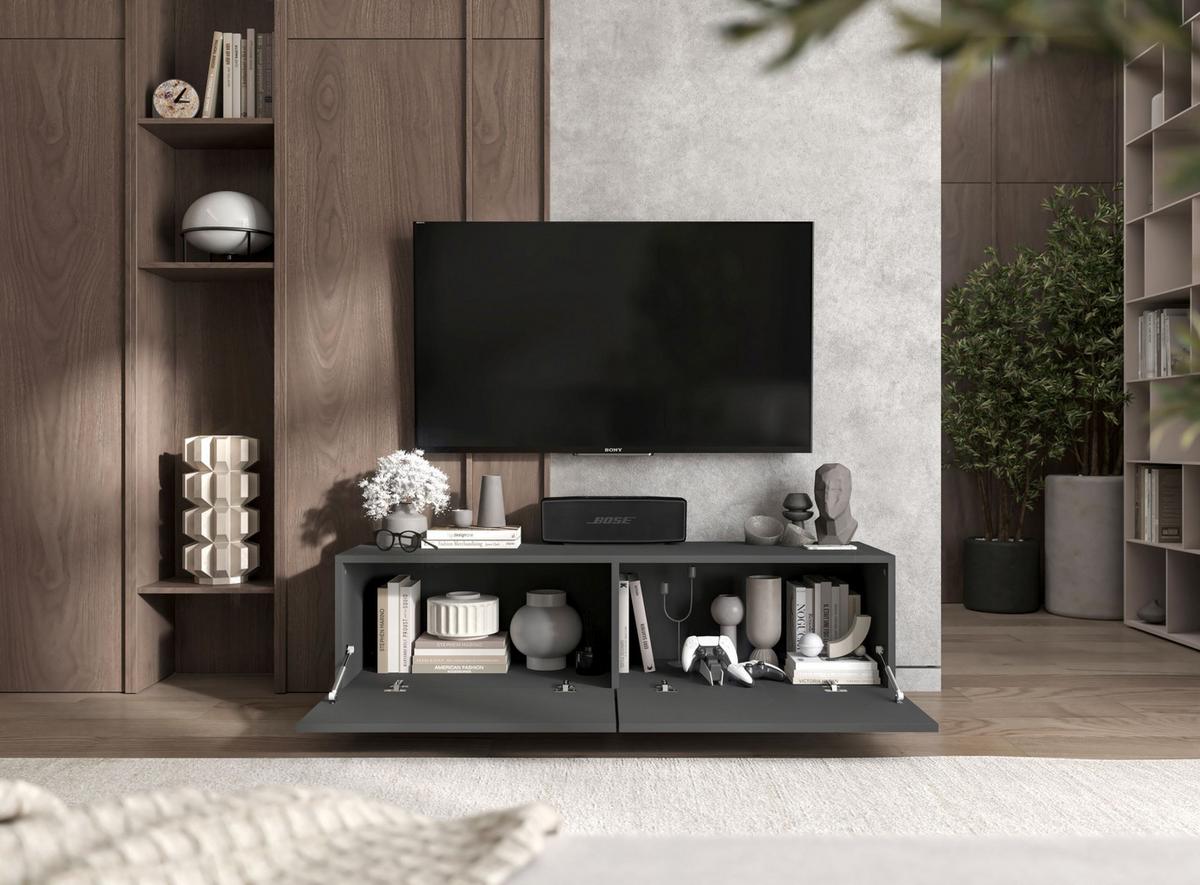 TV-SCHRANK Enjoy Grau matt Loft 120 cm - Grau, Holzwerkstoff (120/37/35cm) - Meble Lindner