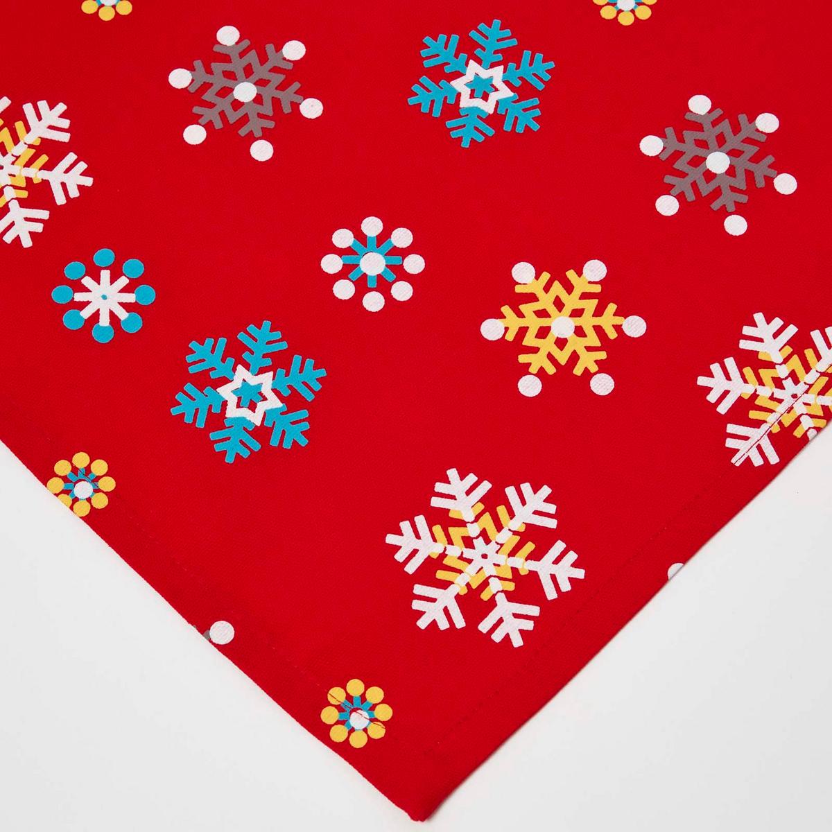 TISCHLÄUFER Weihnachten 46/183 cm, rot mit Schneeflocken - Rot, Textil (46/183cm) - Homescapes