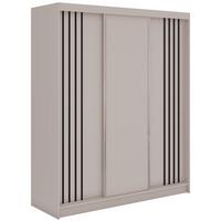 SCHWEBETÜRENSCHRANK mit Lamellen und Schubladen NAURU - 180 - Kaschmir und Schwarz - Kaschmir/Schwarz, Holzwerkstoff/Metall (180/216/61cm) - MKS