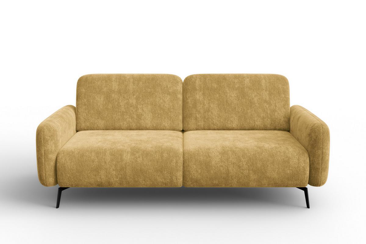 SOFA FEBE 3-Sitzer, safranfarbener Chenille-Stoff - Gelb/Schwarz, Holz/Textil (190/82/96cm) - Wozimo