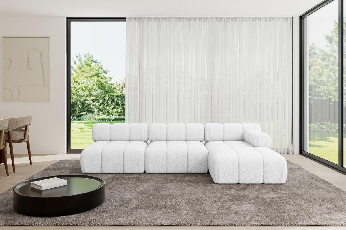ECKSOFA modulares Sofa Razon-L2 - 285x160x70 cm Weiß Bouclé - Weiß, Holzwerkstoff/Textil (285/160cm) - ALTDECOR