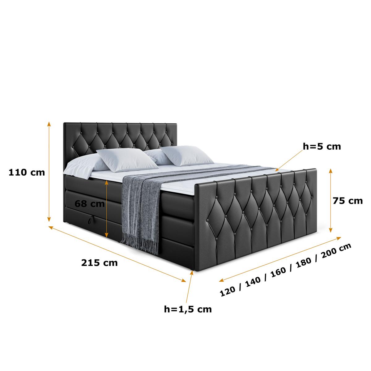 BOXSPRINGBETT VELANTO-Z KING - 200 x 200 - H3/H4 - Schwarz Hochglanz - Schwarz Hochglanz, Holzwerkstoff (200/200cm) - ALTDECOR