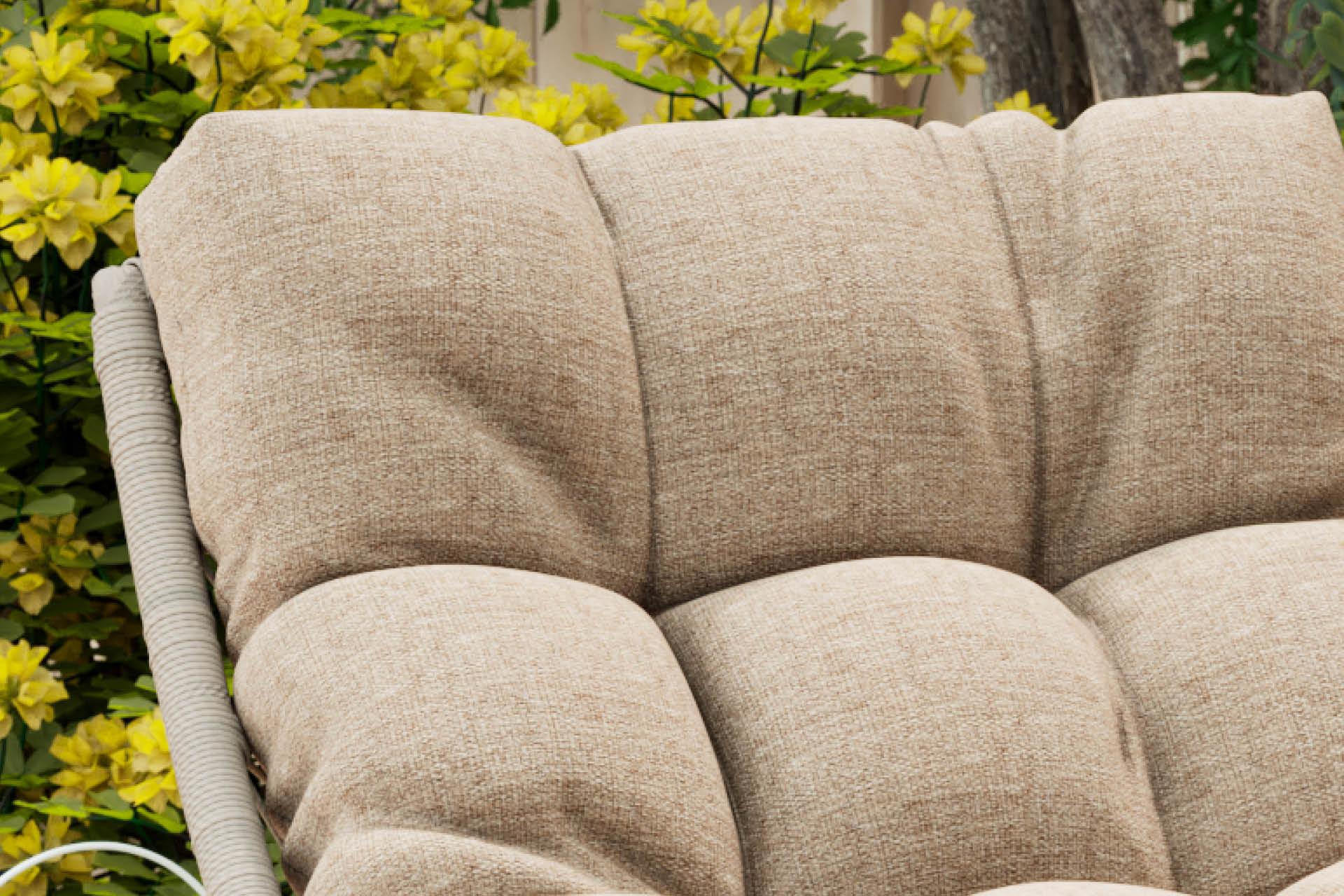 Balkonset Creme Rückenlehne mit gepolstertem Kissen