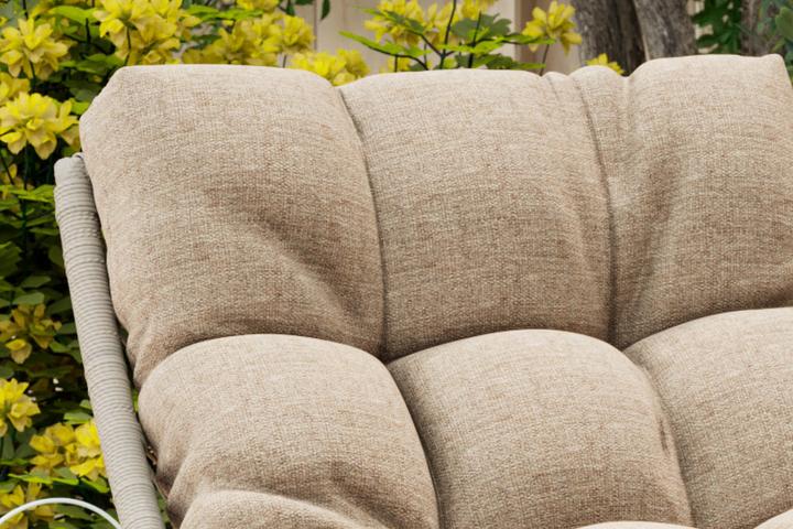 Balkonset Creme Rückenlehne mit gepolstertem Kissen