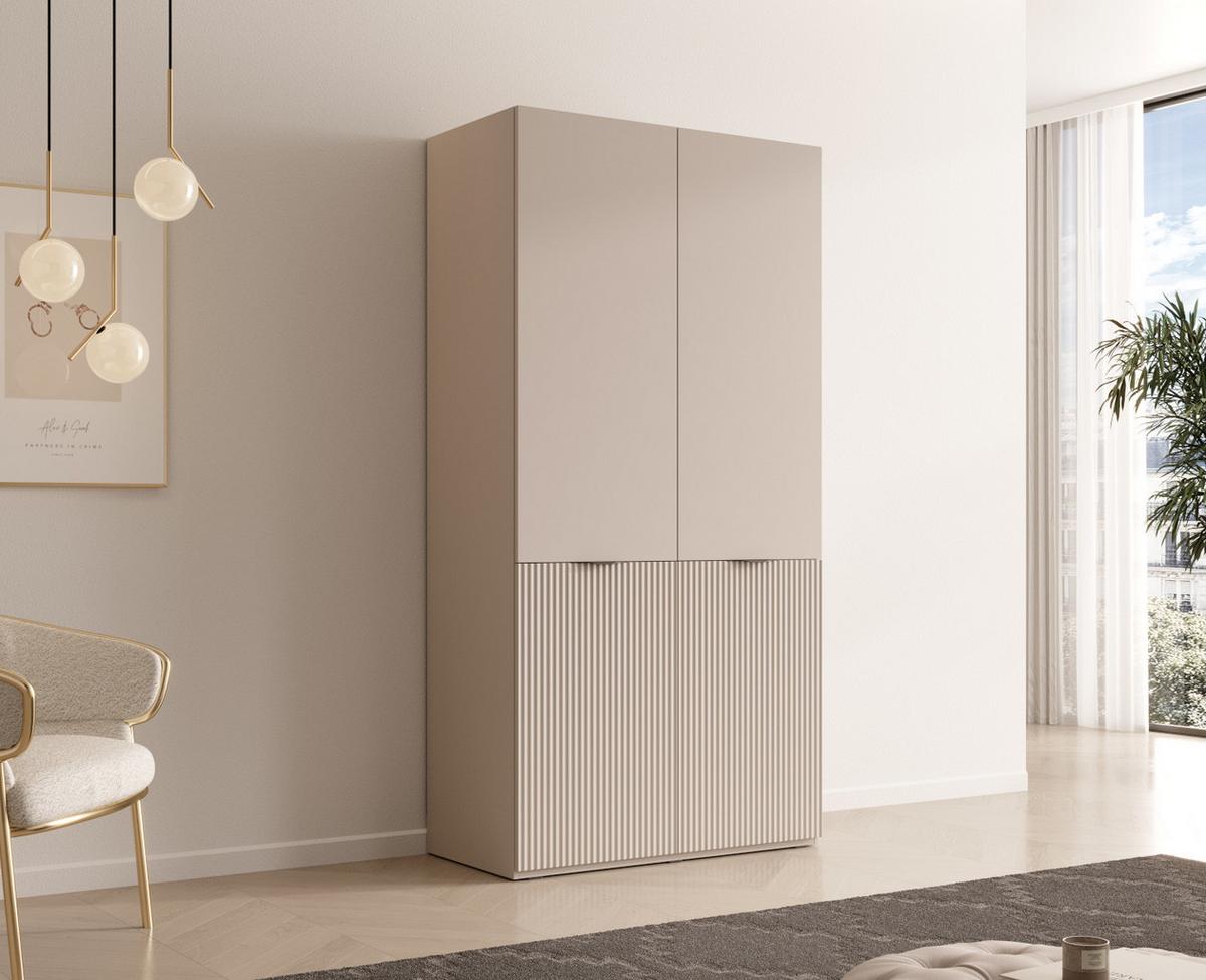 DREHTÜRENSCHRANK ATELIO 101/200/51 cm Modern Kleiderschrank 2-türig Kaschmir - Kaschmir, Holzwerkstoff (101/200/51cm) - MASSENO