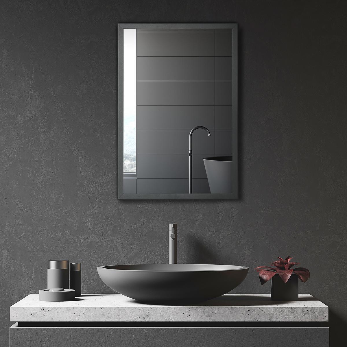 SPIEGELSCHRANK mit 3 Etagen, für Schlafzimmer, Schwarz, 40 x 12 x 60 cm - Schwarz, Glas (40/60/12cm) - Kleankin