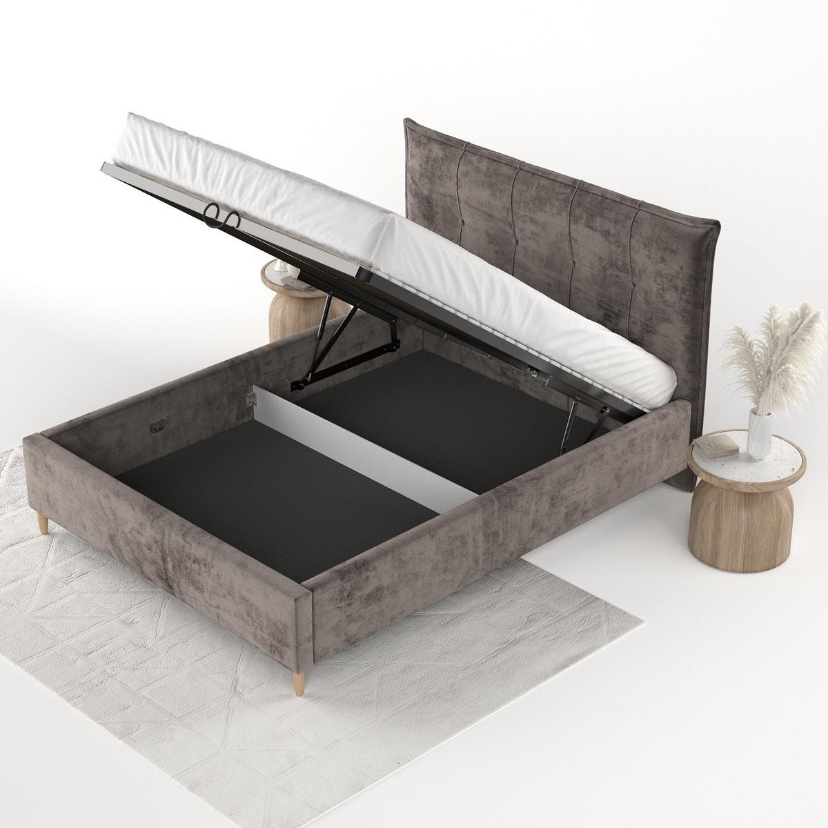 POLSTERBETT Plaza 140/200 cm Braun im Lotta Stoff - Naturfarben/Braun, Holz/Holzwerkstoff (140/200cm) - AltaBeds