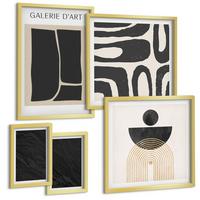 BILDER SET 5er Set - 50x50 cm & 20x30 cm & 40x60 cm Goldrahmen - Abstrakte Marmorformen - Goldfarben, Kunststoff (40/60cm) - TULUP