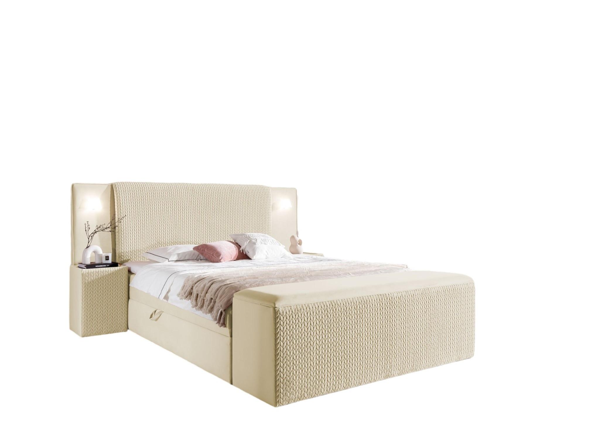BOXBETT Marten Magic Velvet Set.4 - Creme, Holzwerkstoff/Textil (160/200cm) - Fun Möbel