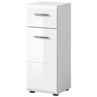 BADKOMMODE weiß Hochglanz, Badezimmer Schrank 30 x 80 cm - Weiß Hochglanz/Silberfarben, Holzwerkstoff/Kunststoff (30/80/30cm) - Inn.Furn