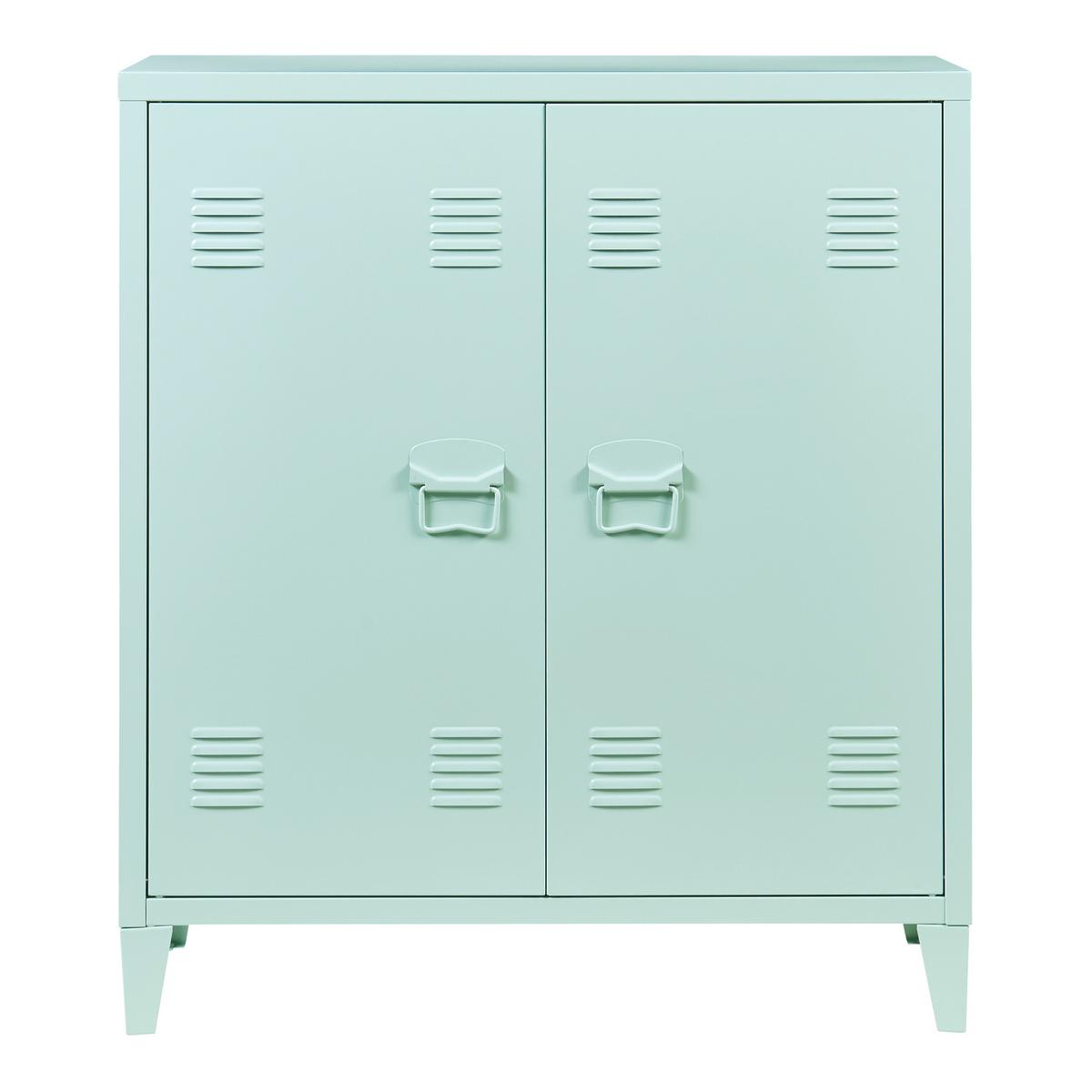 METALLSCHRANK Oripää - Pastellgrün, Metall (80/90/33cm) - [en.casa]