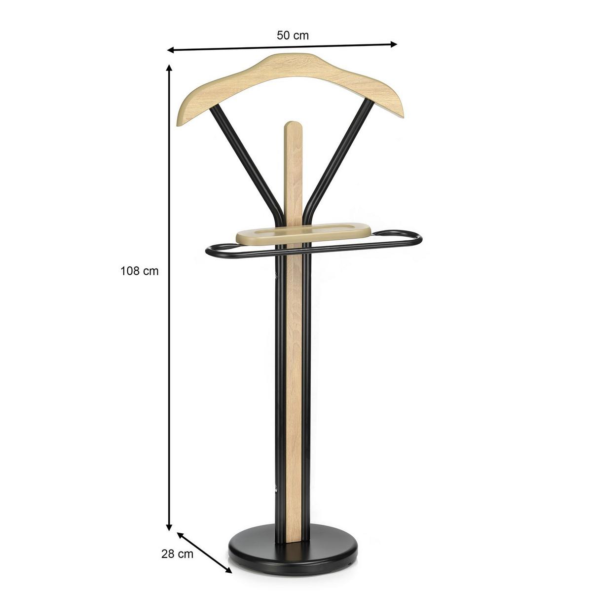 HERRENDIENER MATTEO Sonoma Eiche/schwarz - Schwarz/Sonoma Eiche, Metall (50/108/28cm) - IDIMEX