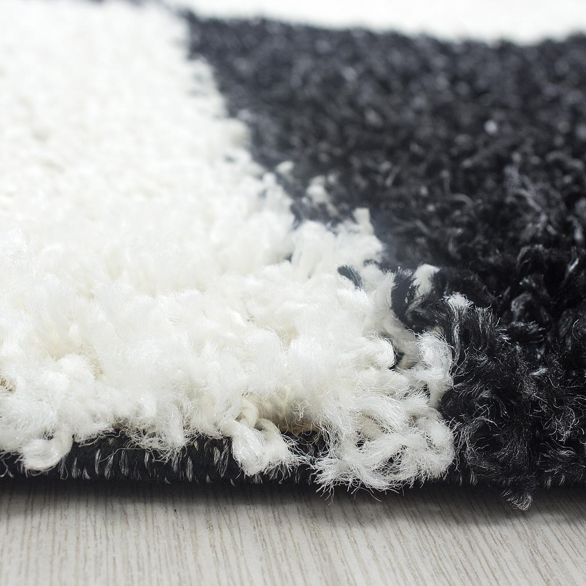 TEPPICH Hochflor RHEIN in Schwarz, kariert, 120 x 170 cm - Schwarz, Textil (170/120cm) - KADIMA DESIGN