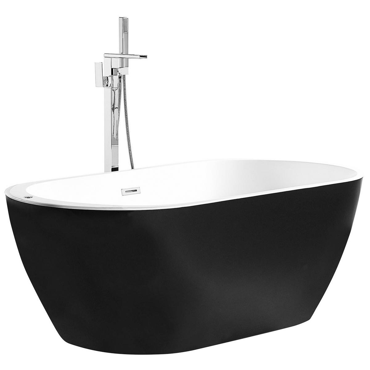 WHIRLPOOL-BADEWANNE mit LED 80x170x59 cm schwarz Nevis - Schwarz, Kunststoff (80/59/170cm) - Beliani