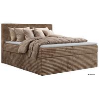 BOXBETT TILION 200/200 - Braun Cord - Topper T25 - H3 - Schwarz/Braun, Kunststoff/Textil (200/200cm) - MKS