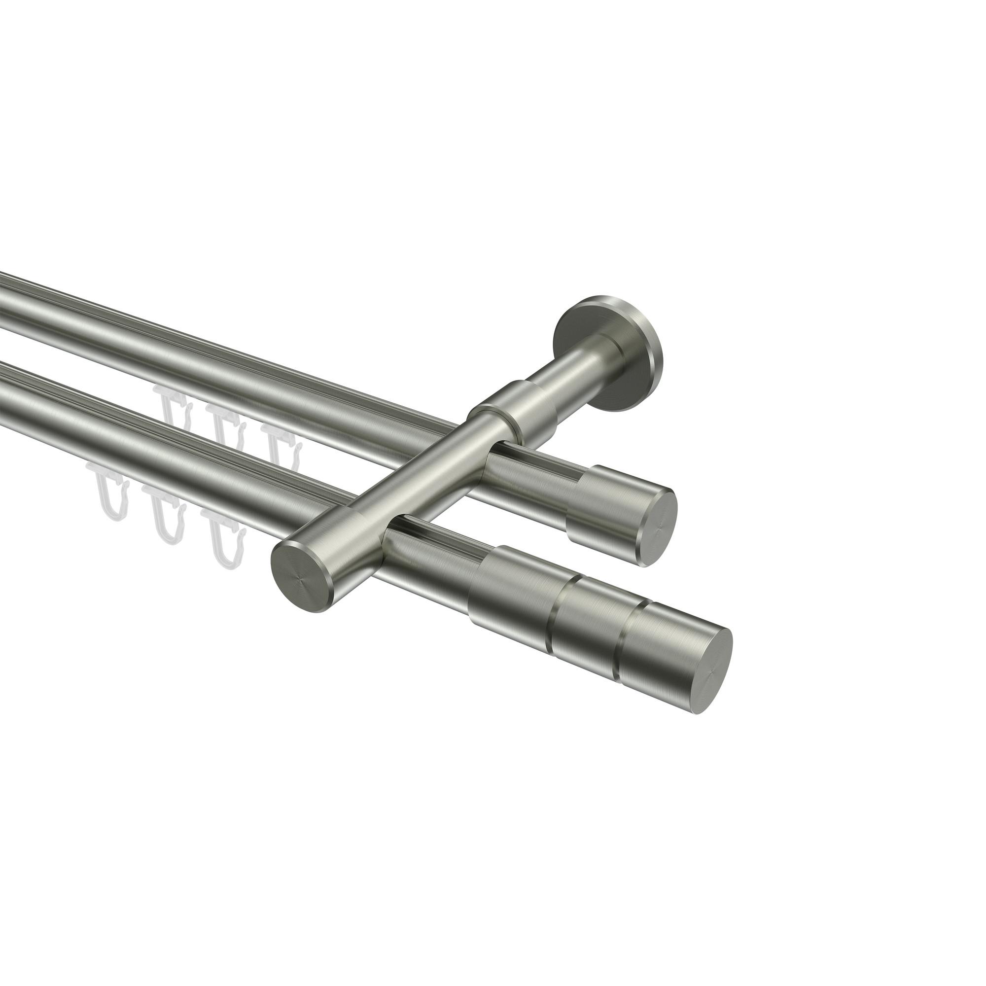 GARDINENSTANGE INNENLAUF Prestige Elanto 300 cm (geteilt in 3 x 100 cm), 2-läufig, 20 mm Ø Edelstahl-Optik - Edelstahlfarben, Metall (300cm) - INTERDECO