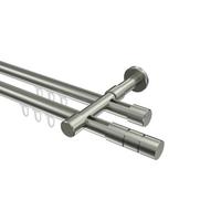 GARDINENSTANGE INNENLAUF Prestige Elanto 300 cm (geteilt in 3 x 100 cm), 2-läufig, 20 mm Ø Edelstahl-Optik - Edelstahlfarben, Metall (300cm) - INTERDECO