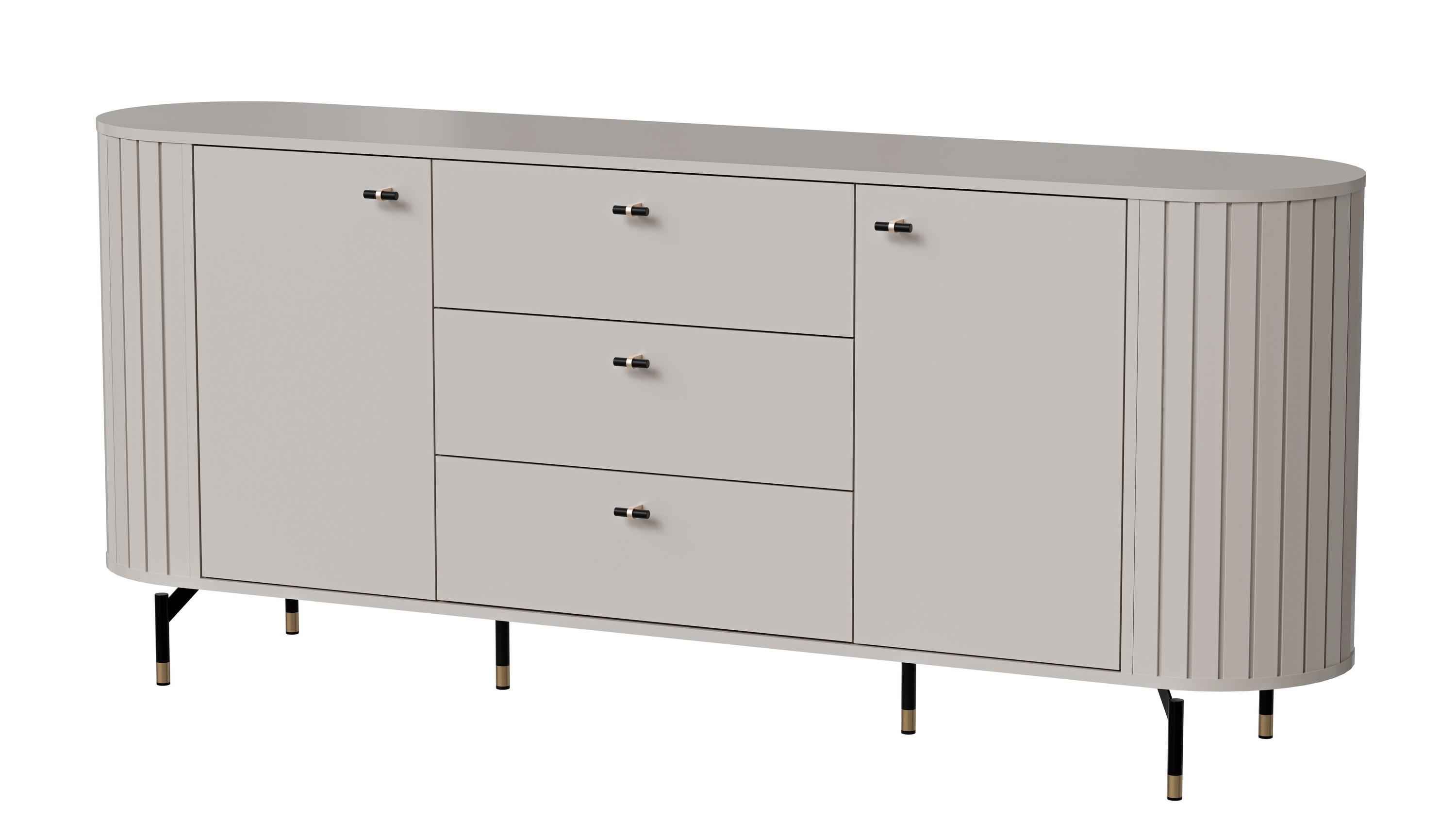 KOMMODE THIRA 190,1/81/40cm mit 3 Schubladen 2 Türen Kaschmir - Kaschmir, Holzwerkstoff (190.1/81/40cm) - MASSENO