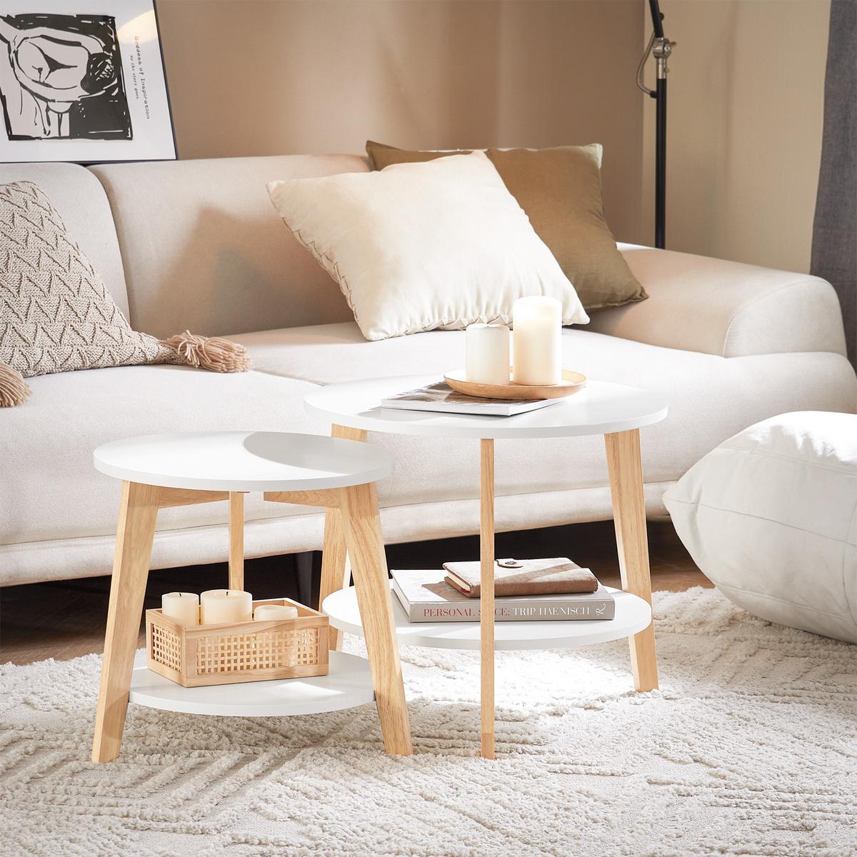 COUCHTISCH 2er Set Weiß - Weiß, Holzwerkstoff (46/50/45cm) - SoBuy
