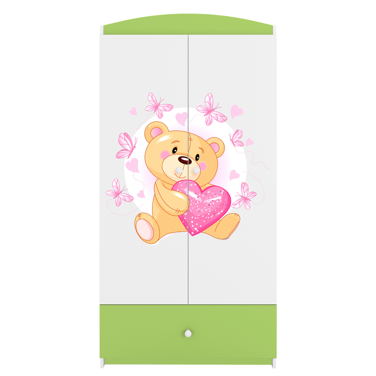 KINDERKLEIDERSCHRANK Teddybär I - Grün, Holzwerkstoff (90/175/52cm) - RAUMHIRSCH FURNITURE