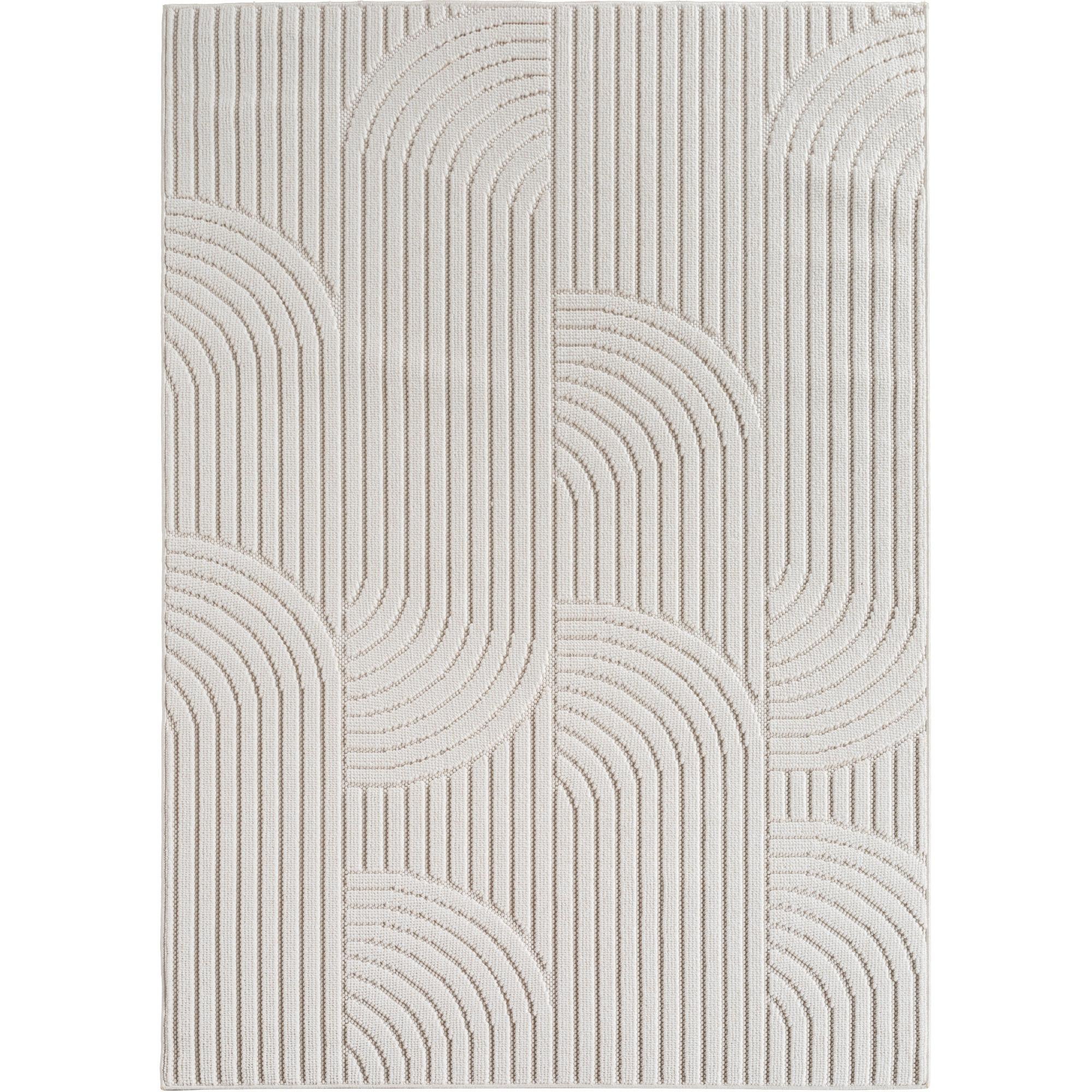 TEPPICH Flachgewebe LANGAU in Creme, mit geometrischen Bögen, 140 x 200 cm - Beige, Textil (200/140cm) - KADIMA DESIGN