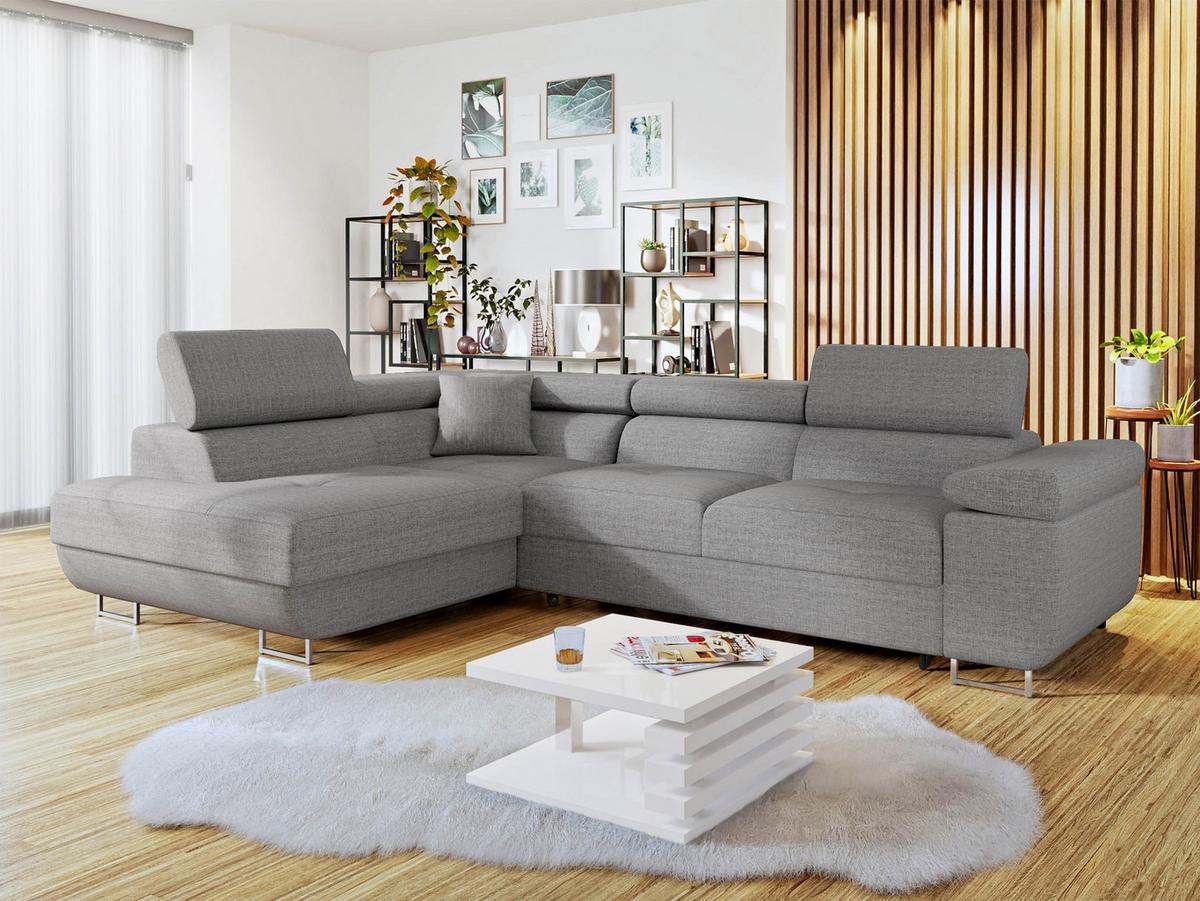ECKSOFA Torezio, Seite: Links - Hellgrau, Holz/Textil (274/203cm) - MIRJAN24