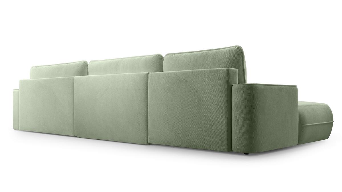 WOHNLANDSCHAFT Peoni Salbeigrün 364/168/87 cm mit Schlaffunktion - Pastellgrün/Schwarz, Kunststoff/Textil (364/87/168cm) - AX Living