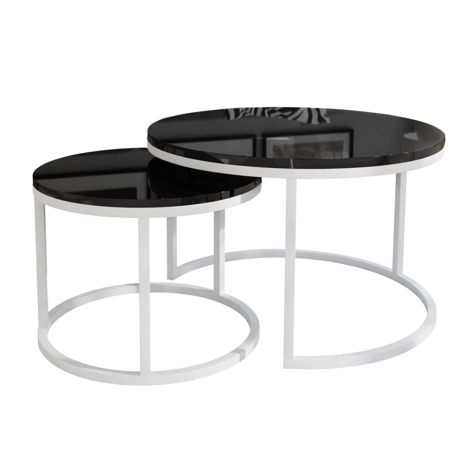 COUCHTISCH CIRI 2-in-1 Hochglanz - Schwarz/Weiß, Holzwerkstoff (70/70/48cm) - Lookway