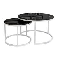 COUCHTISCH CIRI 2-in-1 Hochglanz - Schwarz/Weiß, Holzwerkstoff (70/70/48cm) - Lookway
