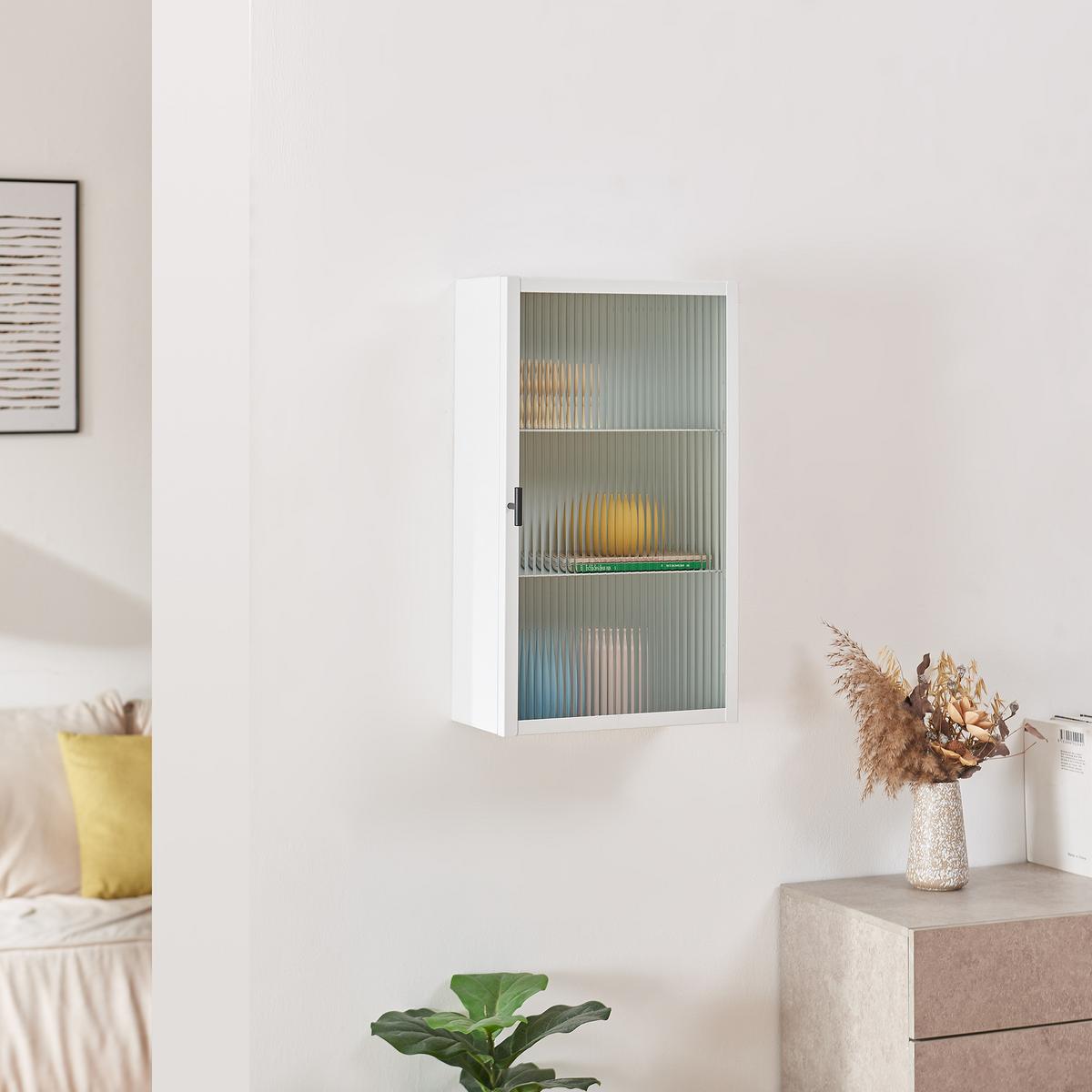 WANDSCHRANK Zundert - Weiß, Glas/Metall (35/60/15cm) - [en.casa]