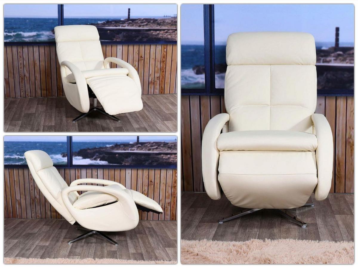 RELAXSESSEL Cremeweiß - Creme/Weiß, Leder (70/109/147cm) - MCW