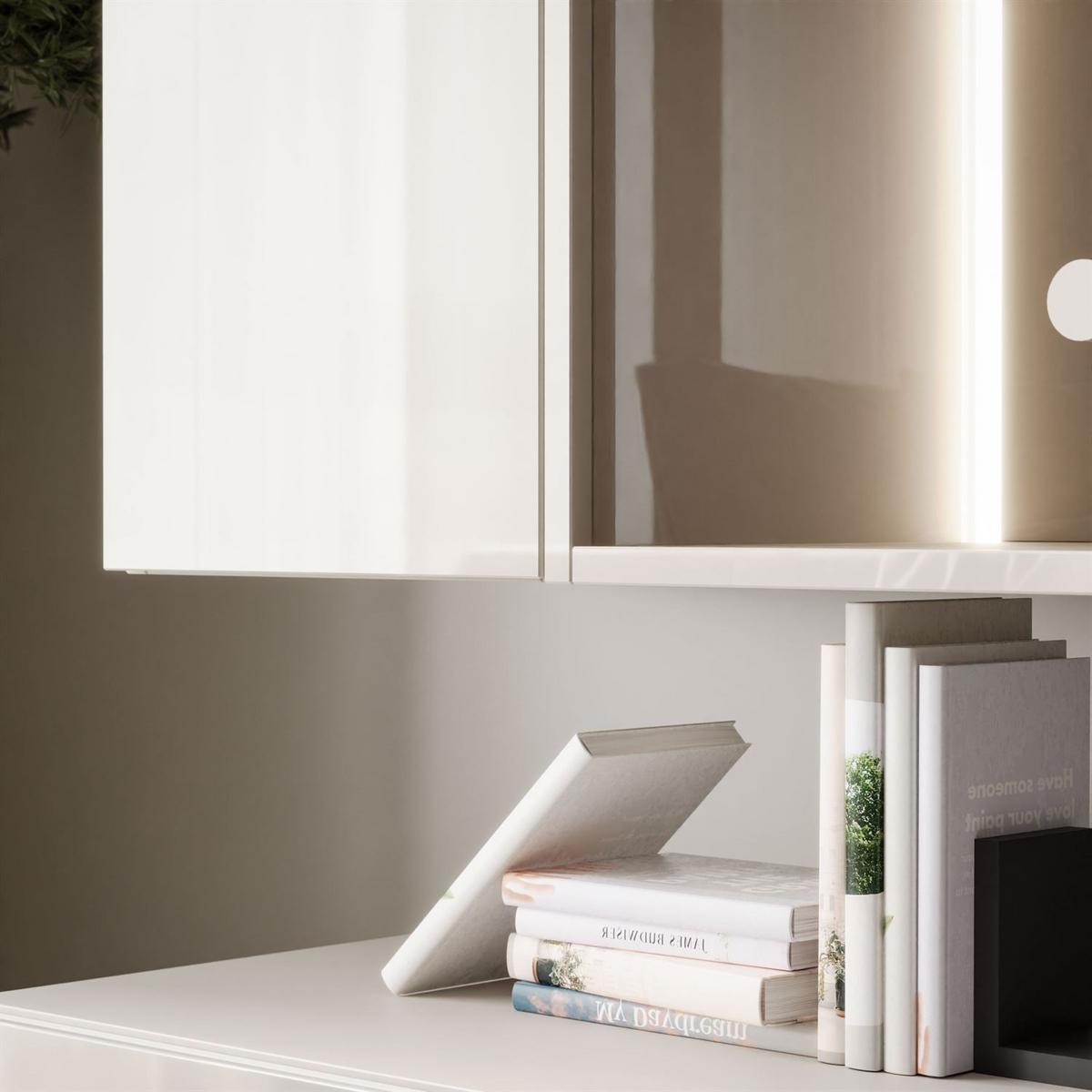 WOHNWAND CARMEN II, hängend mit LED-Beleuchtung. - Kaschmir, Holzwerkstoff (250/27/40cm) - Lookway