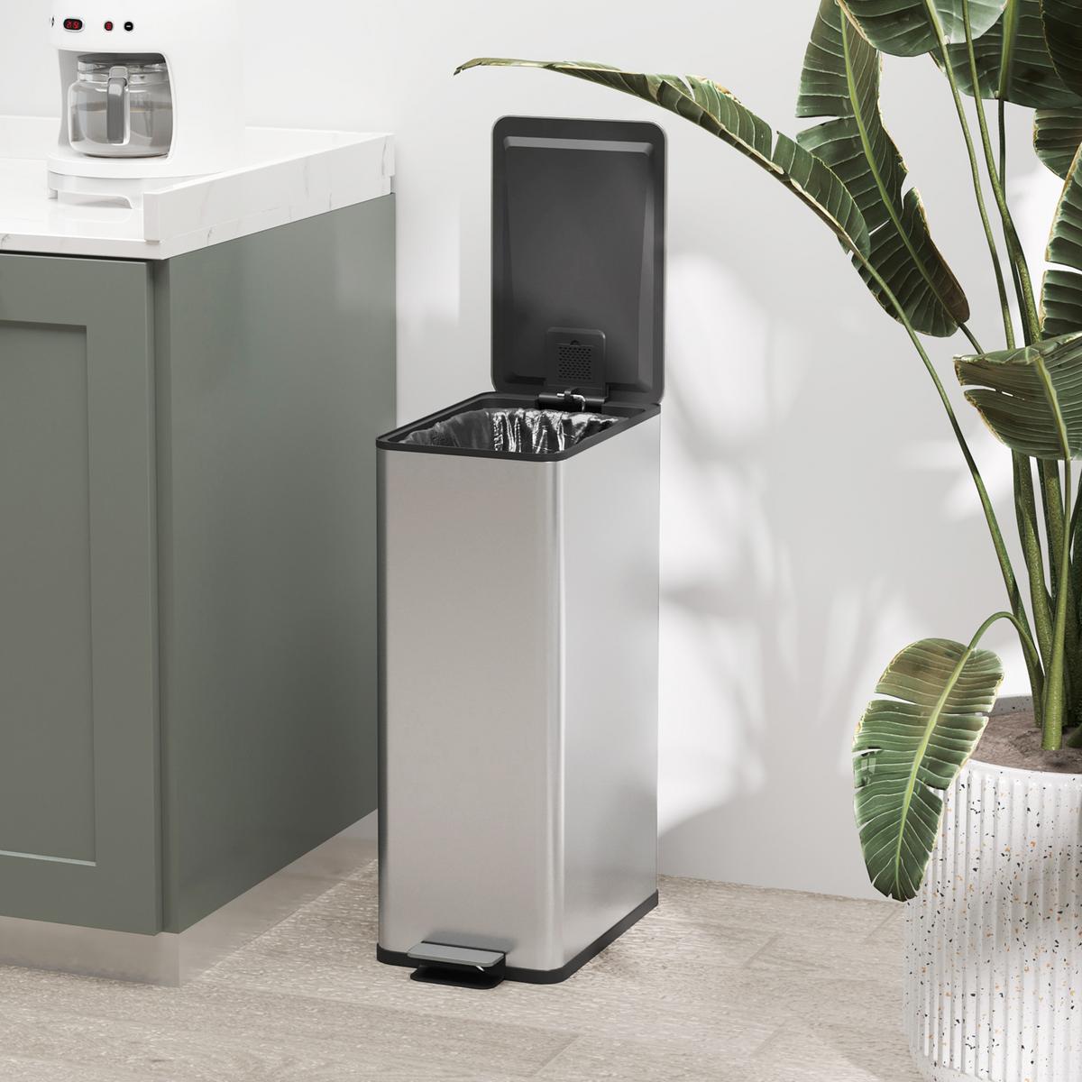MÜLLEIMER 20L - Silberfarben, Metall (37.2/57/21.5cm) - HOMCOM