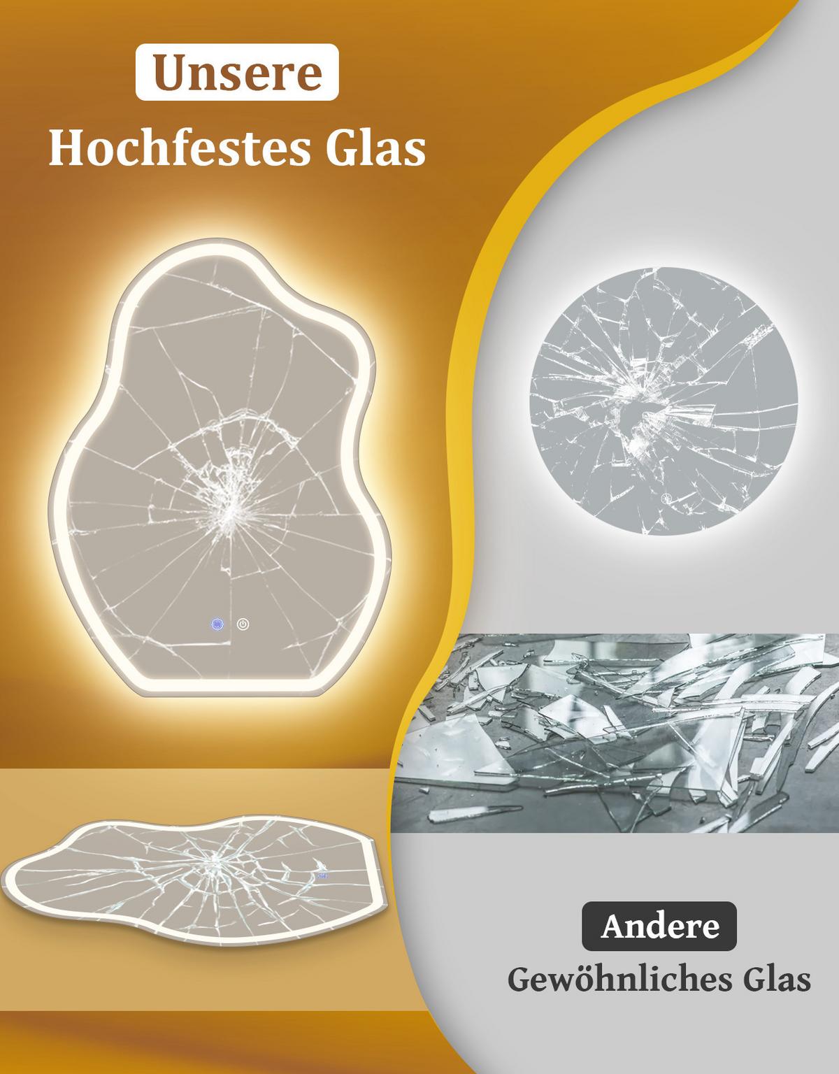 BADSPIEGEL mit Beleuchtung Jalen 3.4/60/80 cm - Weiß, Glas (60/80/3.4cm) - ZMH