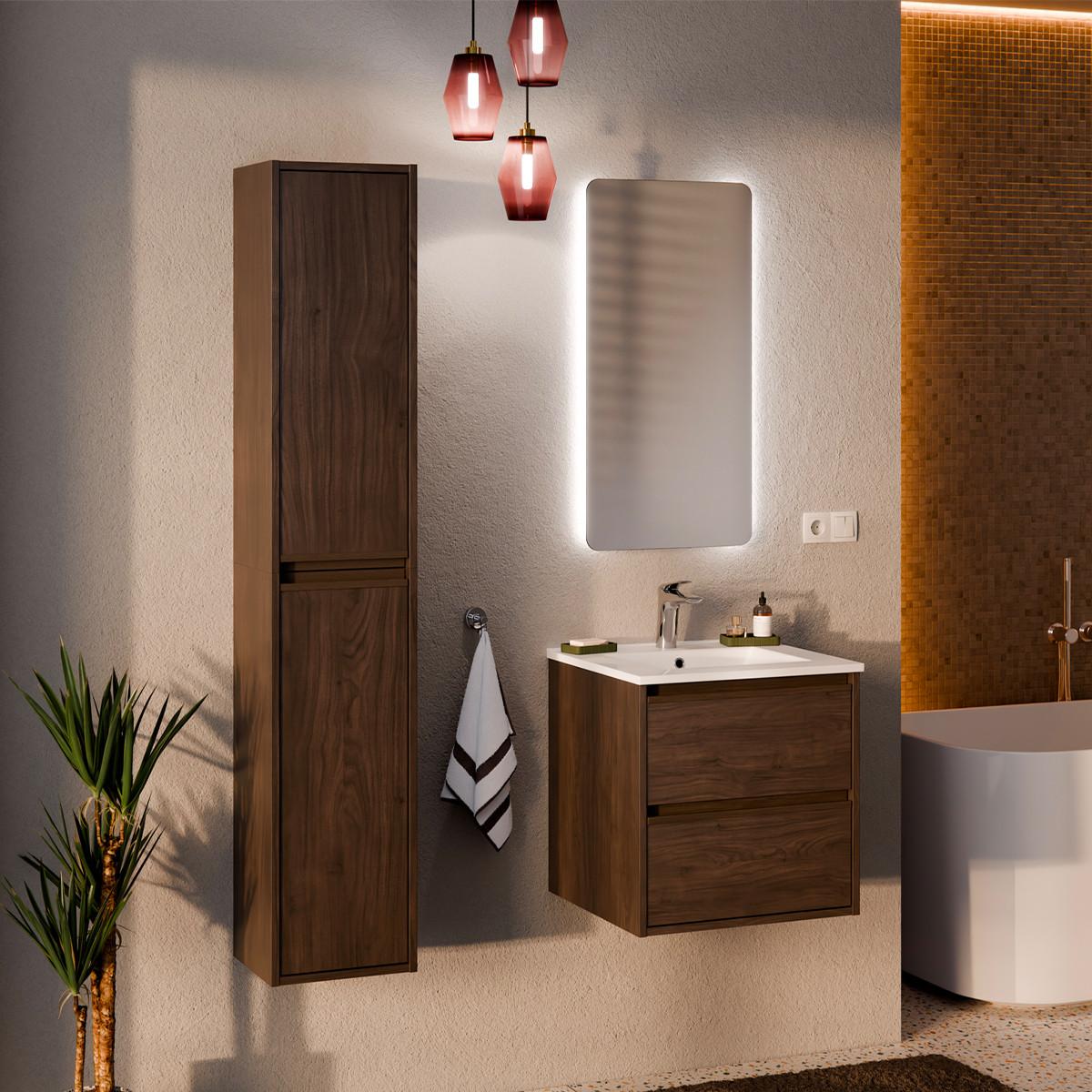 BADMÖBEL 51cm Edmé 2er-Set Holz - Braun, Holzwerkstoff (51/52/46cm) - Petits-meubles