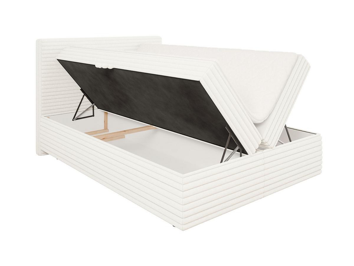 BOXBETT Roma 140/200 cm Hellbeige Plüschcord - Beige/Schwarz, Holz/Kunststoff (140/200cm) - S-Style Möbel