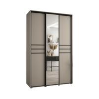 SCHWEBETÜRENSCHRANK 235,2/150/45 3-türig - Kaschmir/Schwarz, Holz/Metall (150/235.2/45cm) - MÖBEL KRYSPOL